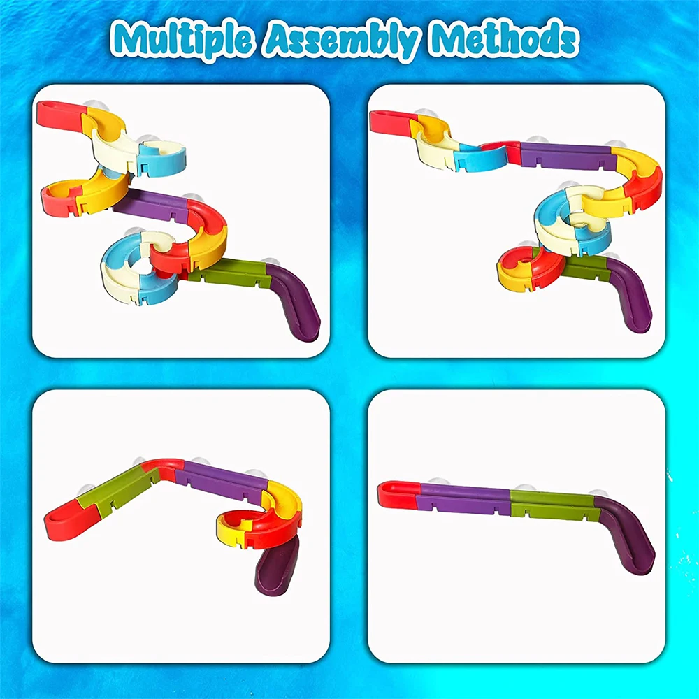 Bath Toys for Kids DIY Assembling Track Slide Suction Wall Bathtub for Toddlers Baby with Duck Shower Water Gifts for Children