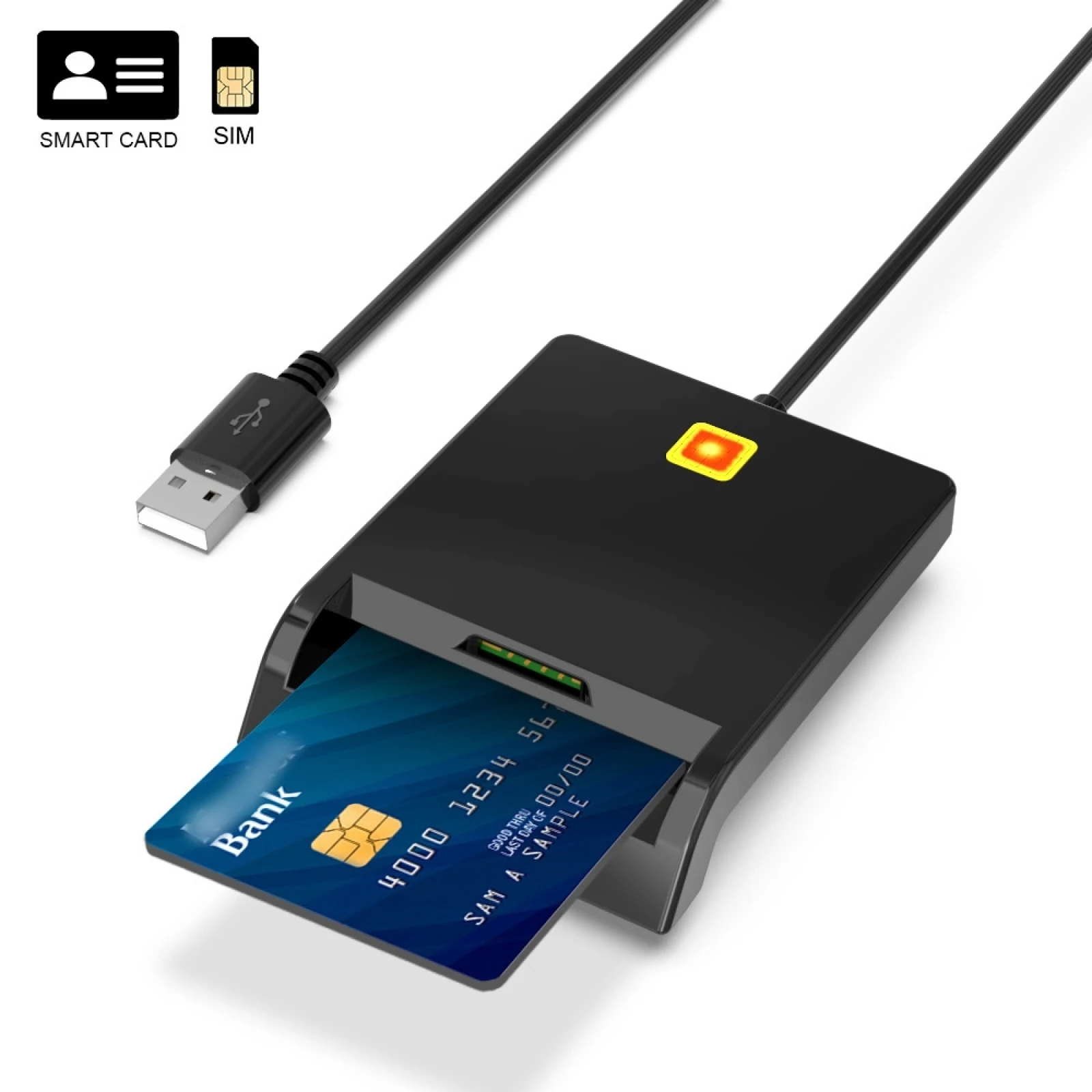 Rcoketek CR301 Smart CAC Card Reader USB 2.0 Bank Card SIM Card Tax Reader, Support SIM Card/ Bank Card/ ID Card etc