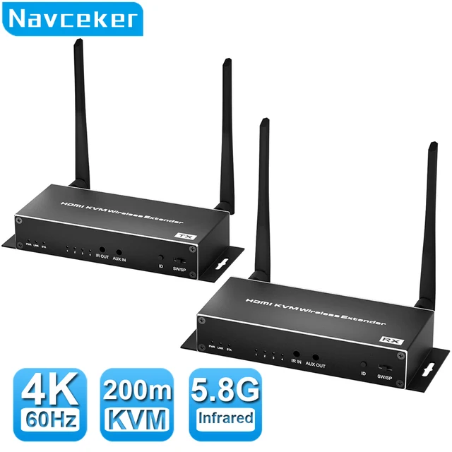 Navceker 4K Bezprzewodowy nadajnik i odbiornik wideo HDMI 5G 200M 1080P HDMI KVM Extender Display do kamery NVR Laptop PC HDTV