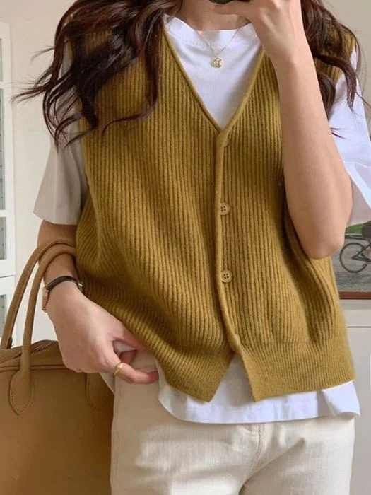 

Вязаный жилет, топ, женская верхняя одежда, весна-осень 2022, новый многослойный модный свитер Svel с подплечниками