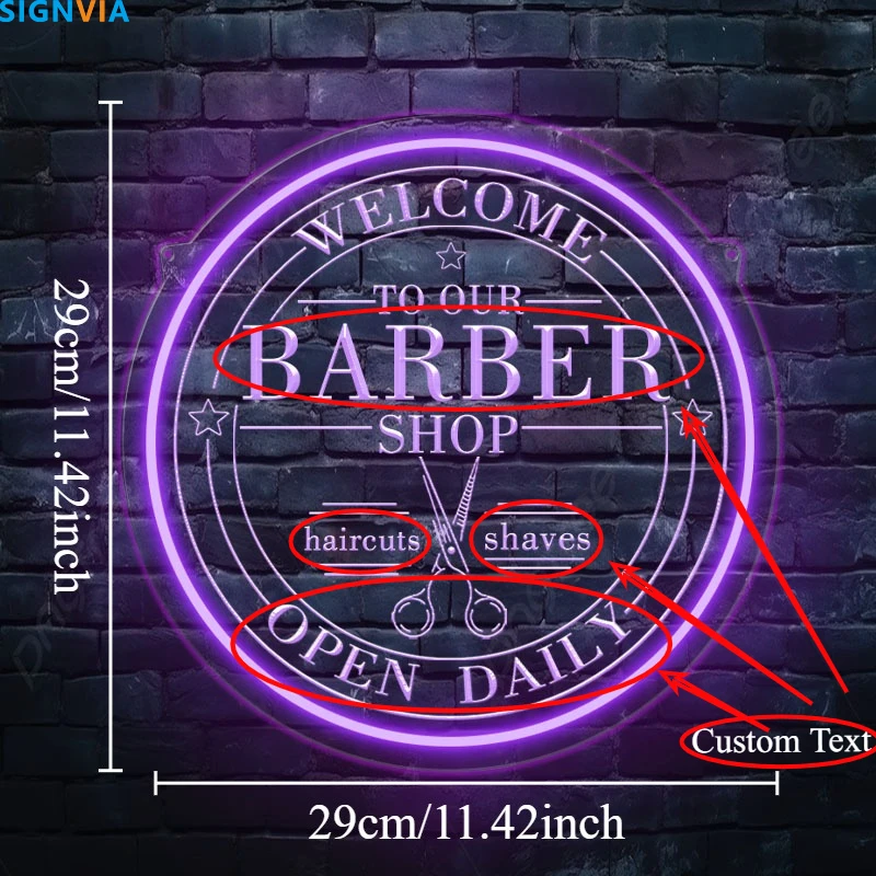 Insegna al neon personalizzata per barbiere retrò, luci da parete alimentate tramite USB con controllo dell'interruttore, ideale per saloni, studi, affari, senza batteria