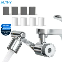 ALTHY Wasserhahn-Verlängerungs-Wasserfilter, Spüle, spritzwassergeschützt 1080° °   Rotierender Wasserhahnbelüfter, reduziert Blei-Chlorgeruch, 2 Wassersprühmodi