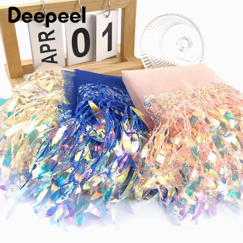 

3/5/10Yards 15cm Sequins Bead Tassels Fringe Clothing Collar Lace Trim Dance Dress Decor Trimmings Fringes Sewing Accessories