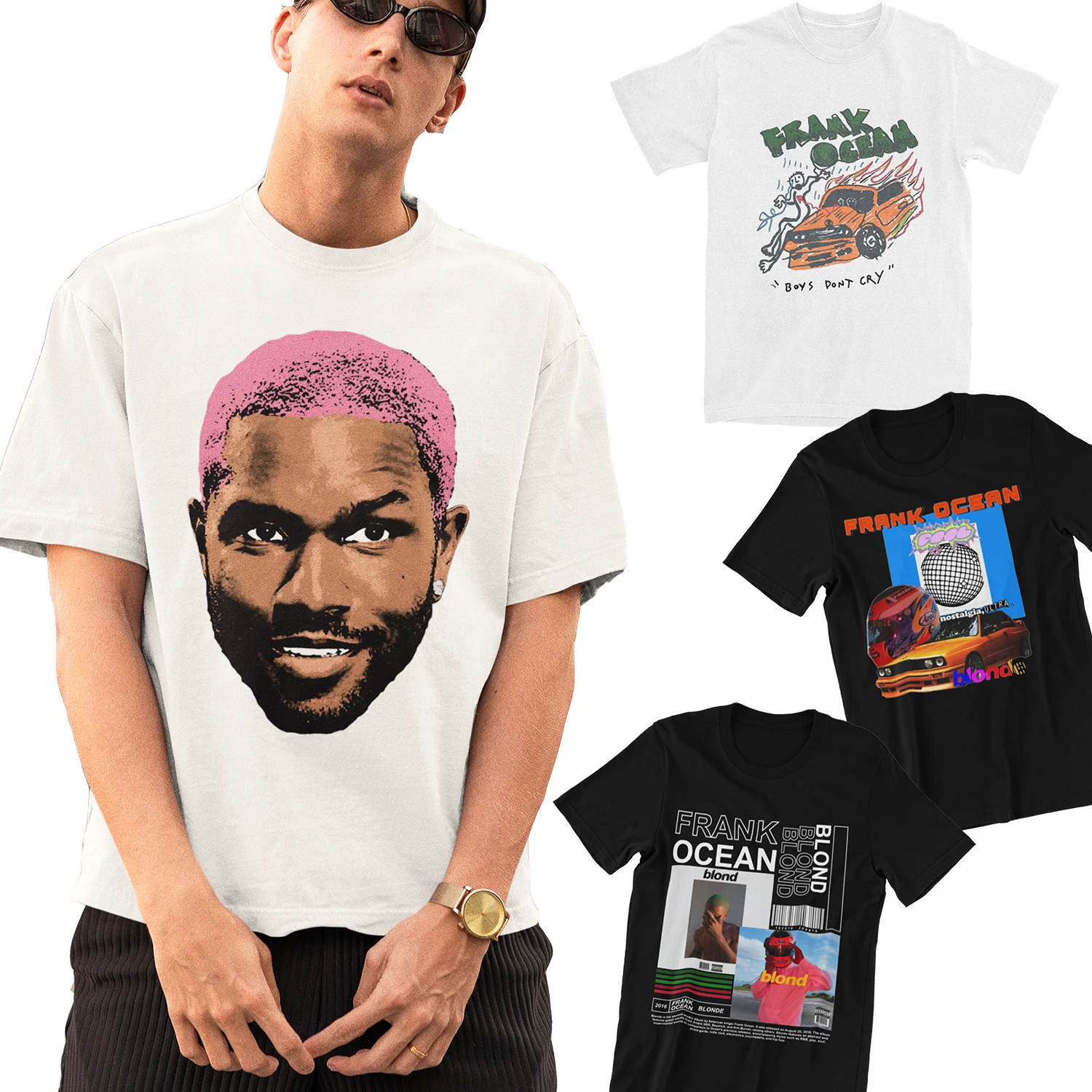 Frank O-ocean Blonde T Shirts Accessories Men Women Pure Cotton Crazy Frank Boys Don\'t Cry Tee Shirt Clothing Plus Size