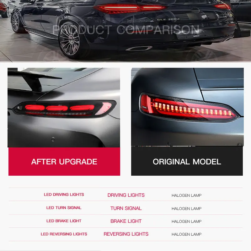 

Задние фонари для Mercedes-Benz AMG-GT 2015-2018, новый стиль, полностью светодиодные, с динамическим указателем поворота, комплект задних фонарей, автомобильные задние фонари.