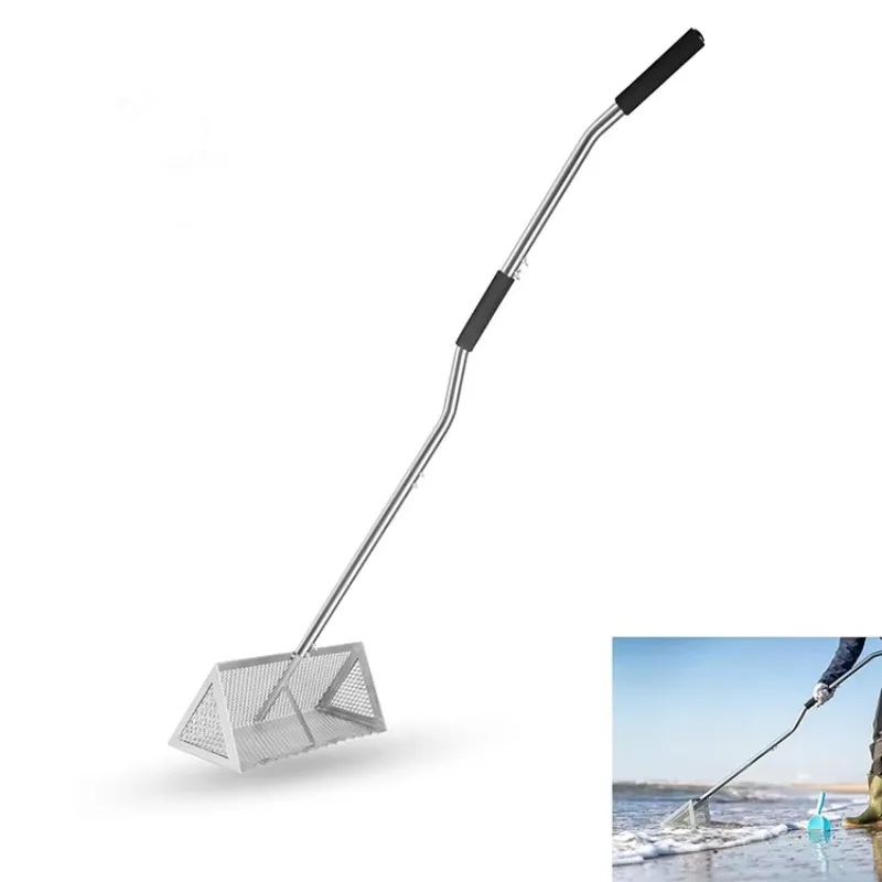 Beach Cleaning Rake, Long and Short Handle Stainless Steel Sand Flea Rake