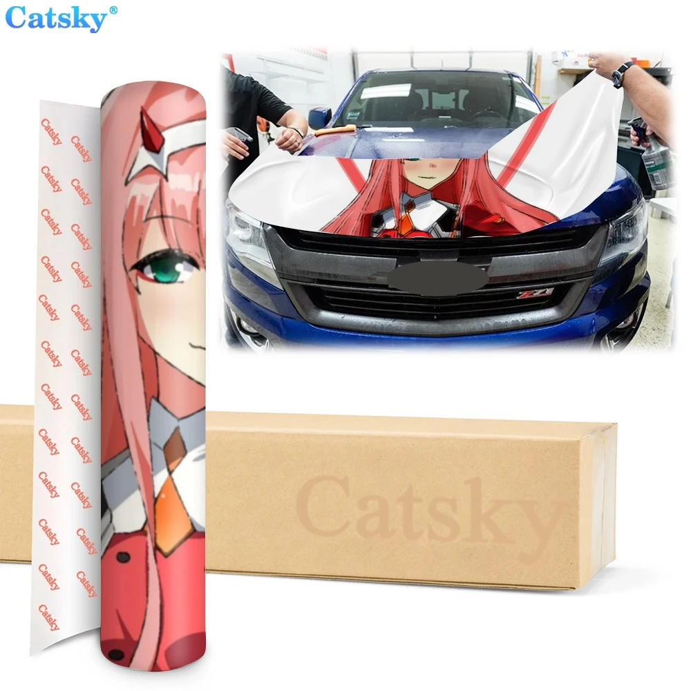 FRANXX Zero Two Car Hood Sticker,Custom Car Hood Decoration,Hood Protection Cover,Vinyl Car Sticker,Car Body Side Color Decal