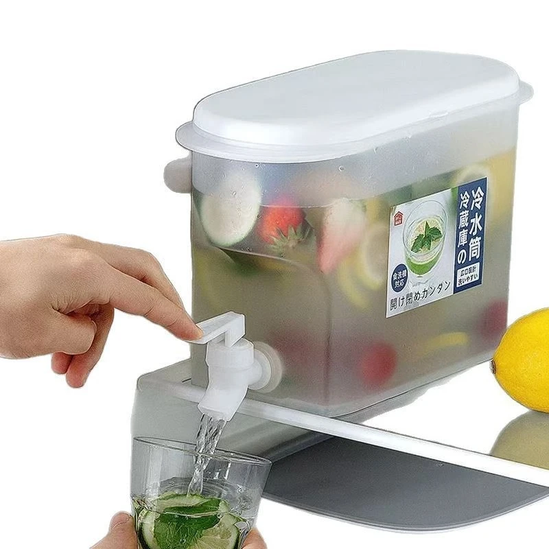 

Холодный чайник с краном, домашний пластиковый контейнер для диспенсера для напитков в холодильнике, кувшин для сока и воды для кухни, кемпинга, вечеринки