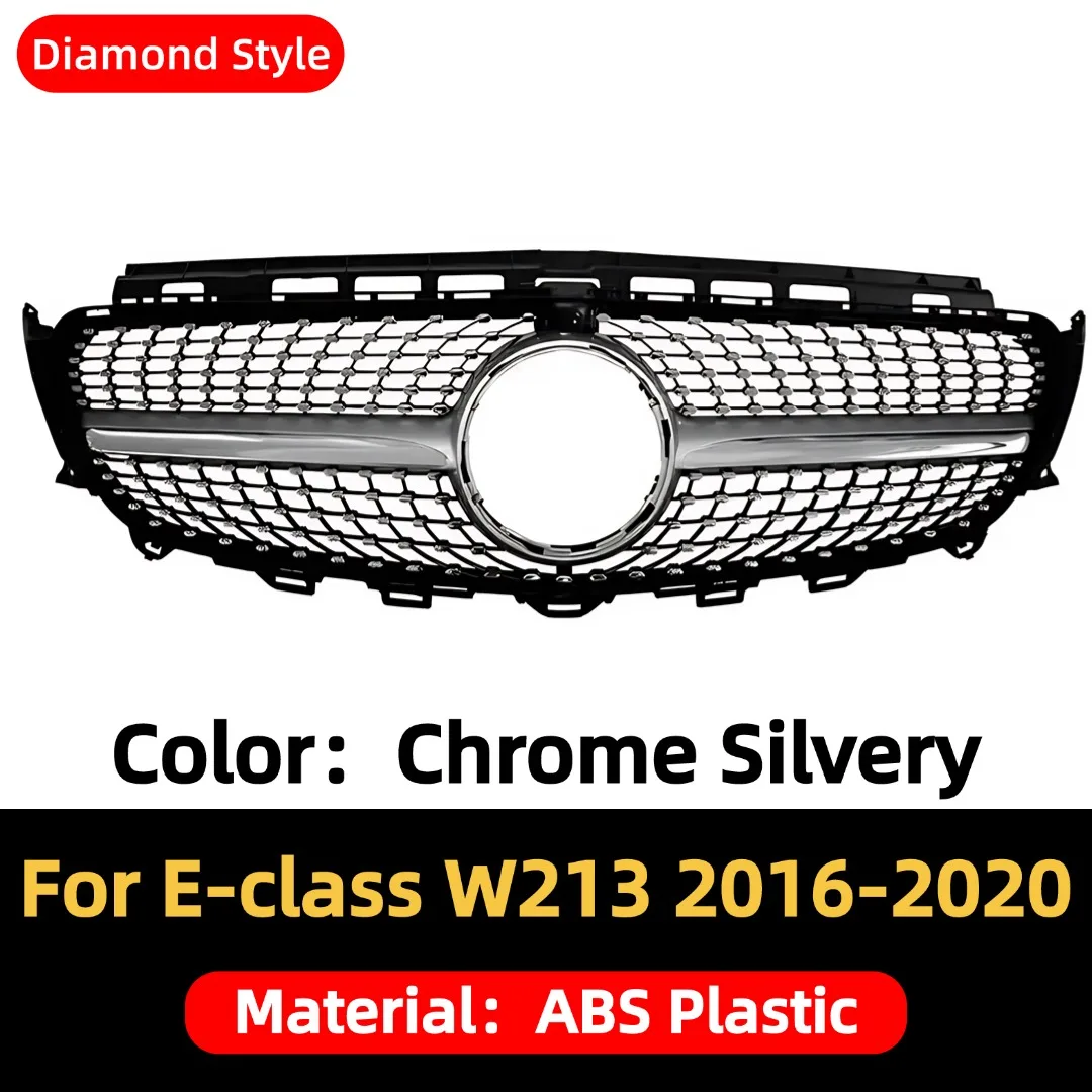 Glossy Black Diamond Front Upper Grille For 2016-2020 Mercedes E-Class W213 Sedan & C238 Coupe/Convertible – AMG Style