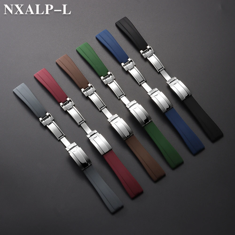 20mm Silicone Watch Band for Rolex DAYTONA SUBMARINER GMT Yacht-Master Rubber Strap for Water Ghost Bracelet Folding Buckle