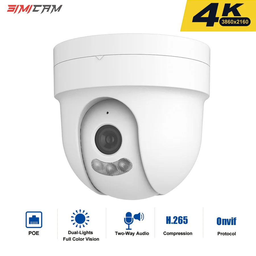 CCTV PoE Security IP Camera 4K 8MP/5MP/4MP Dome Two-way Audio Color Night Vision Onvif H.265 Video Surveillance NVR Camera