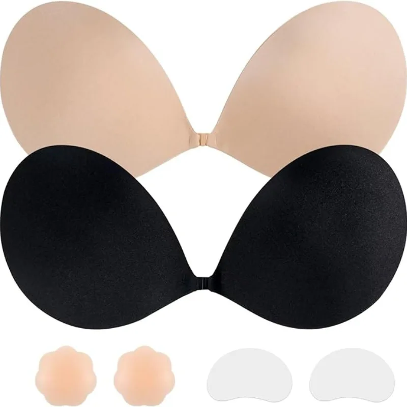 One-piece Round Cup Teardrop-shaped Invisible Bra Swimwear Wedding Dress Silicone Breast Pads Nipple Cover Push-up Invisible Bra