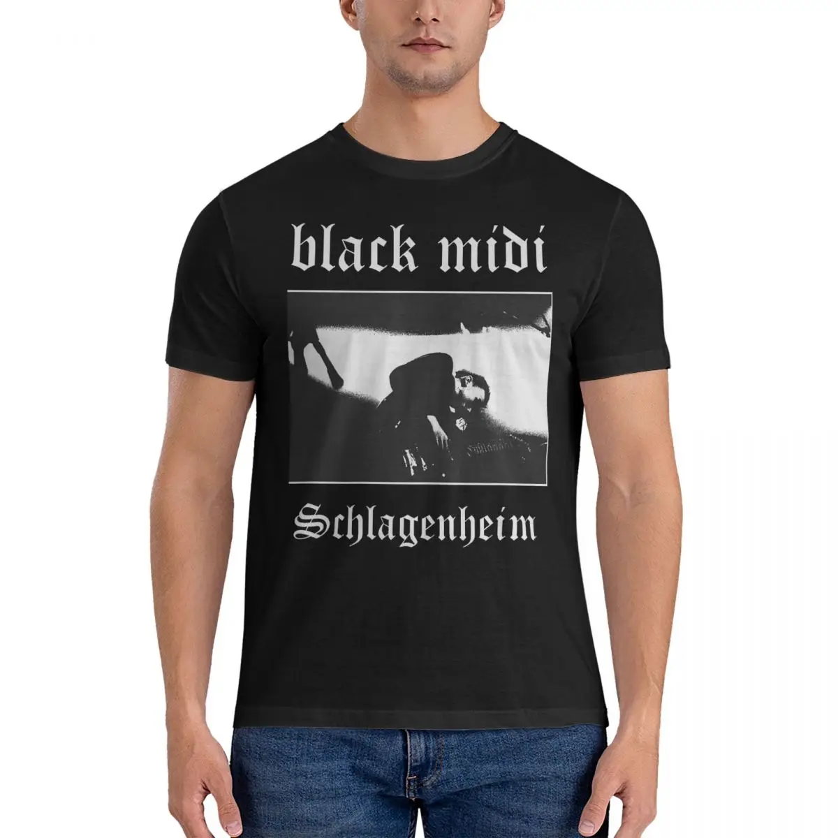 Schlagenheim Metal T Shirt Men Pure Cotton Vintage T-Shirts Round Neck Black Midi Tee Shirt Short Sleeve Clothing Gift