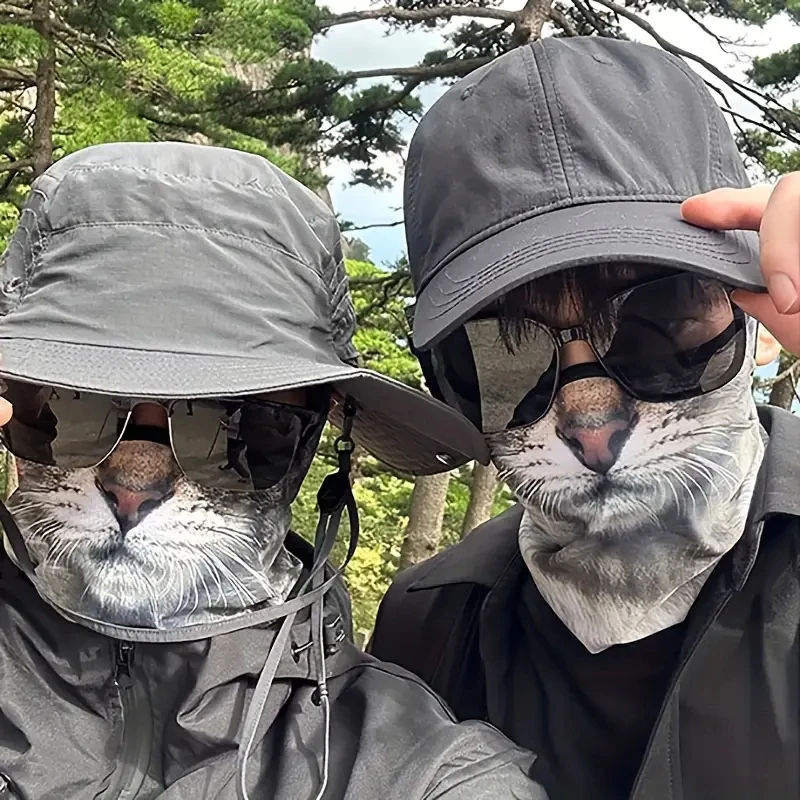 1 Pack Motorcycle Riding Cat Animal Sun Protection Summer Veil Face Scarf Earloop All-in-one Protective Mask Neck Protection