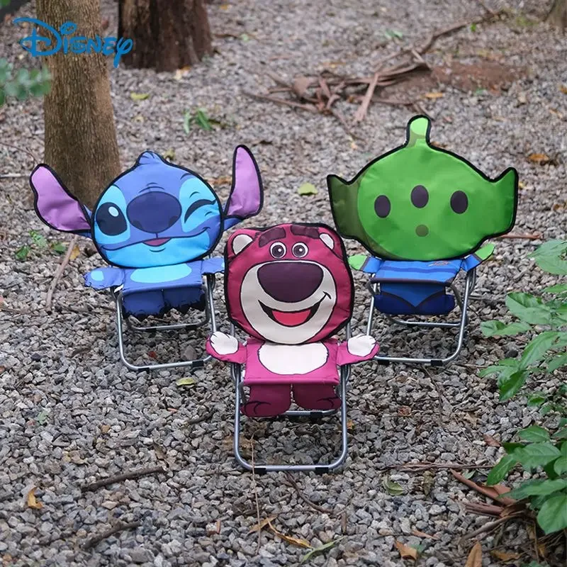 Disney Stitch Lotso Alien Children\'s New American Cute Cartoon Pattern Multifunctional Outdoor Picnic Portable Folding Chair