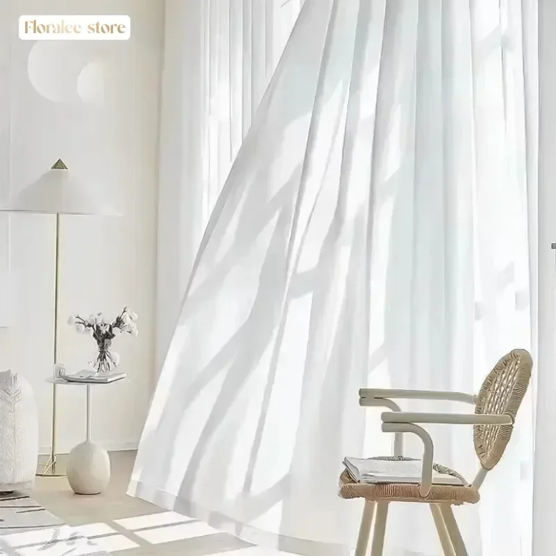 Quality Solid Chiffon Sheer White Tulle Luxury Window Curtain for Bedroom Living Room Decoration Waterproof Voile Organza Drapes