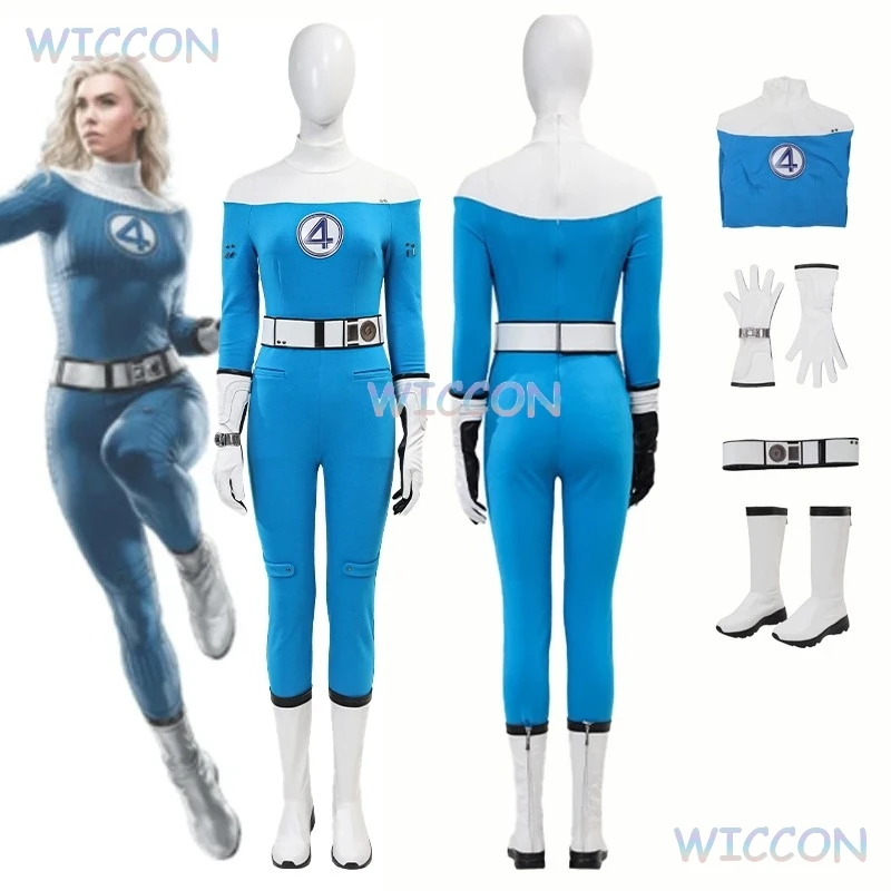 

Dunayskiy First Steps Invisible Susan Storm Richards Костюм Фильм Фантастический Косплей Четыре Супергероя Узкий Комбинезон Обувь Хэллоуин