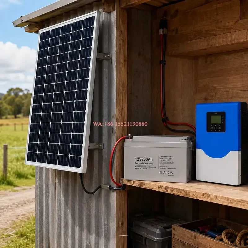 WMWMNU 6kW Off Grid Solar Kit 48V 300Ah Lithium Ion Battery Pure Sine Wave MPPT Inverter for Home Farm Backup Power System