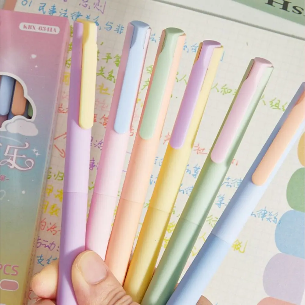 

6 шт./компл., выдвижная шариковая гелевая ручка с цветными чернилами 0,5 мм, шариковая ручка с тонкими точками, гладкая нейтральная ручка для письма, студенты