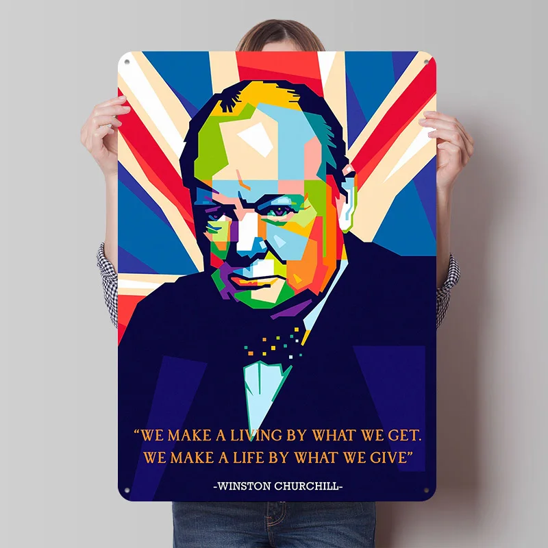 Winston Churchill Metal Poster Custom Wall Art Retro Vintage Tinplate Signs for Man Cave Bedroom Decorations Decoration Gaming