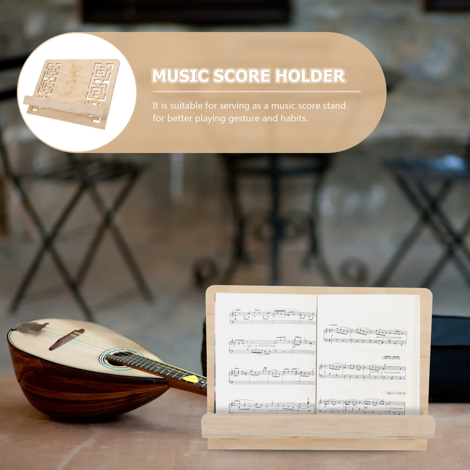 

Pine Wood Reading Rack Music Desk Wooden Student Musical Instruments Accessories Puree for Notes