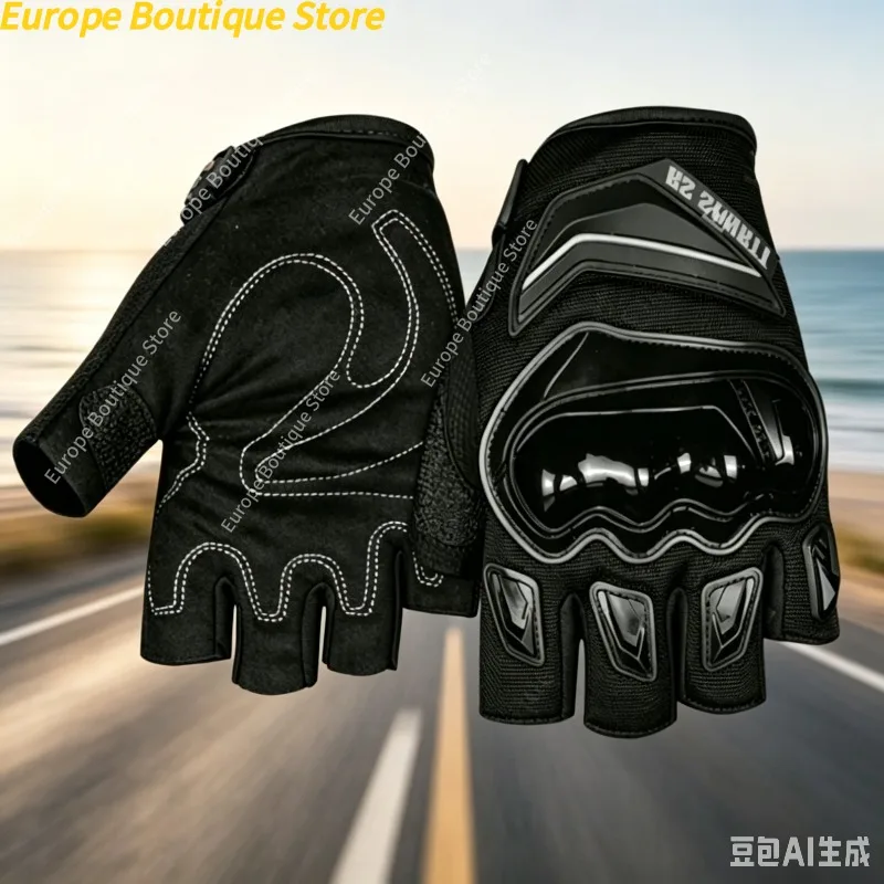 Summer Half Finger Motorcycle Gloves Racing Anti Fall Anti Slip Breathable Thin Riding Equipment For Men Women