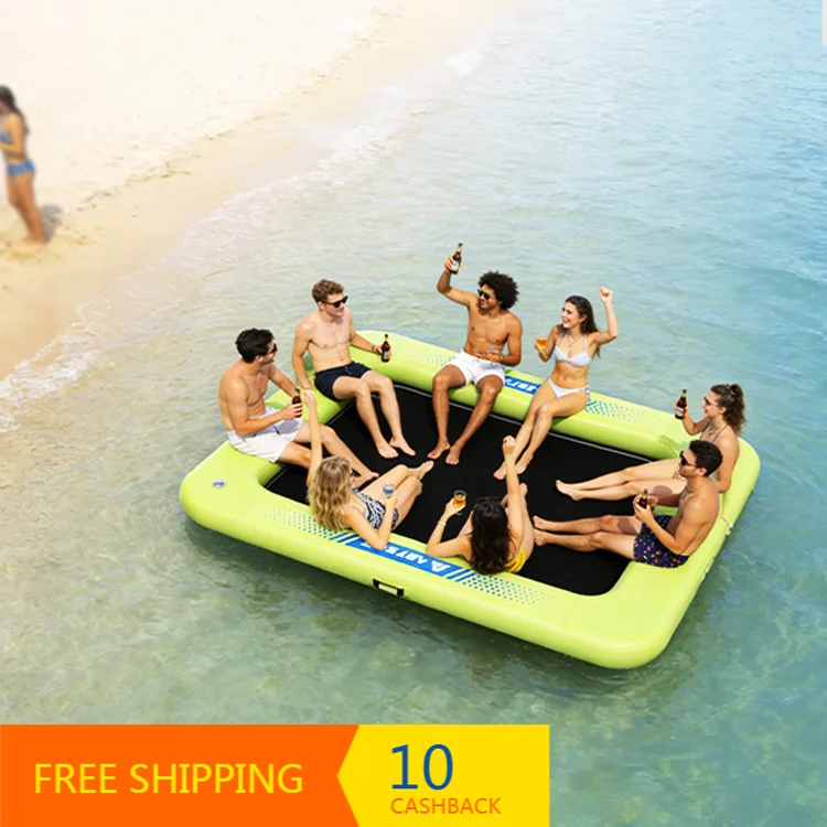 OEM Square Drop Stitch Inflatable Floating Island Platform Stainless‑Steel D‑Rings CE 500kg PVC Water Dock Outdoor