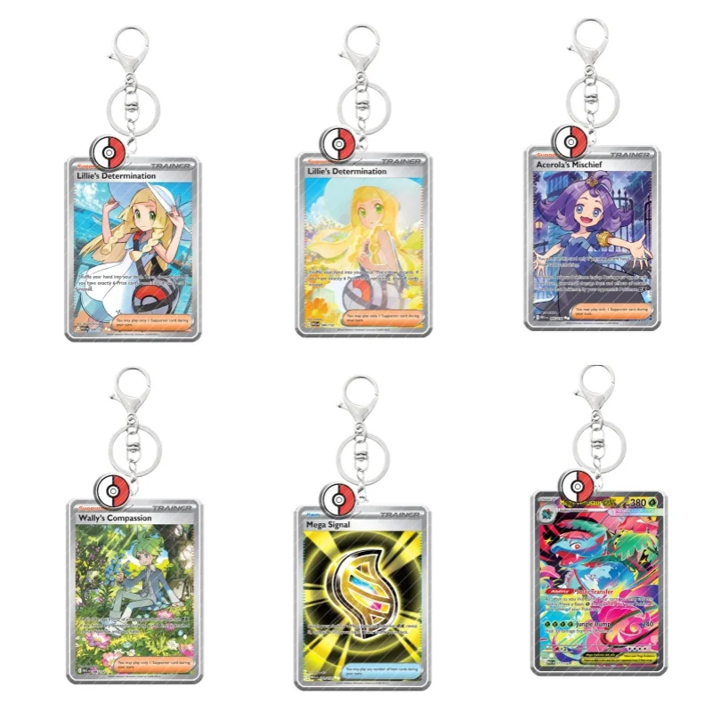 Display de arte para pokemon mega-evolução chaveiro chibi acessório charme anime jogo acrílico colecionável mercadoria diy brinquedo presentes