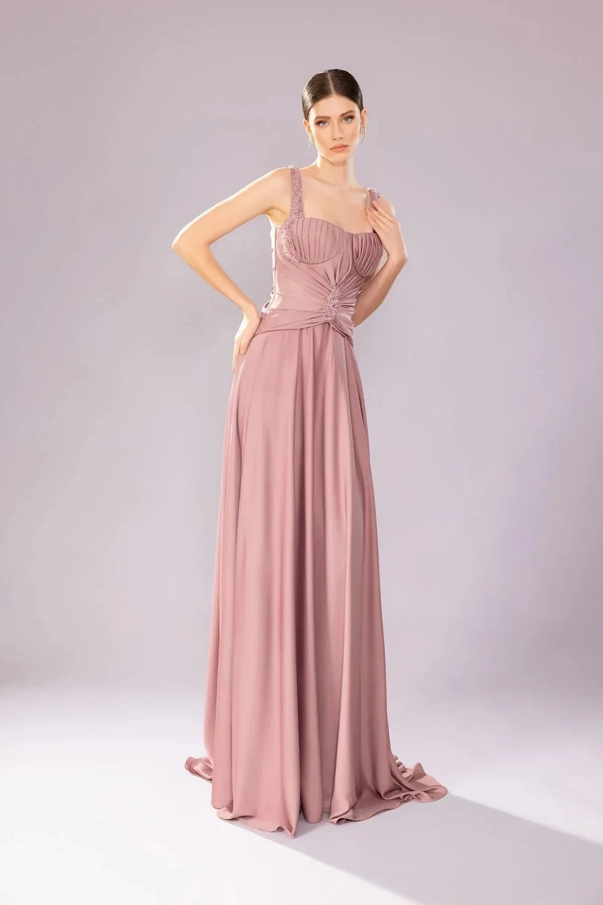 

Elegant Satin Maxi Dress Women Beaded Spaghetti Strap Square collar A-line Dresses Summer Lady Evening Formal Vestidos New 2026