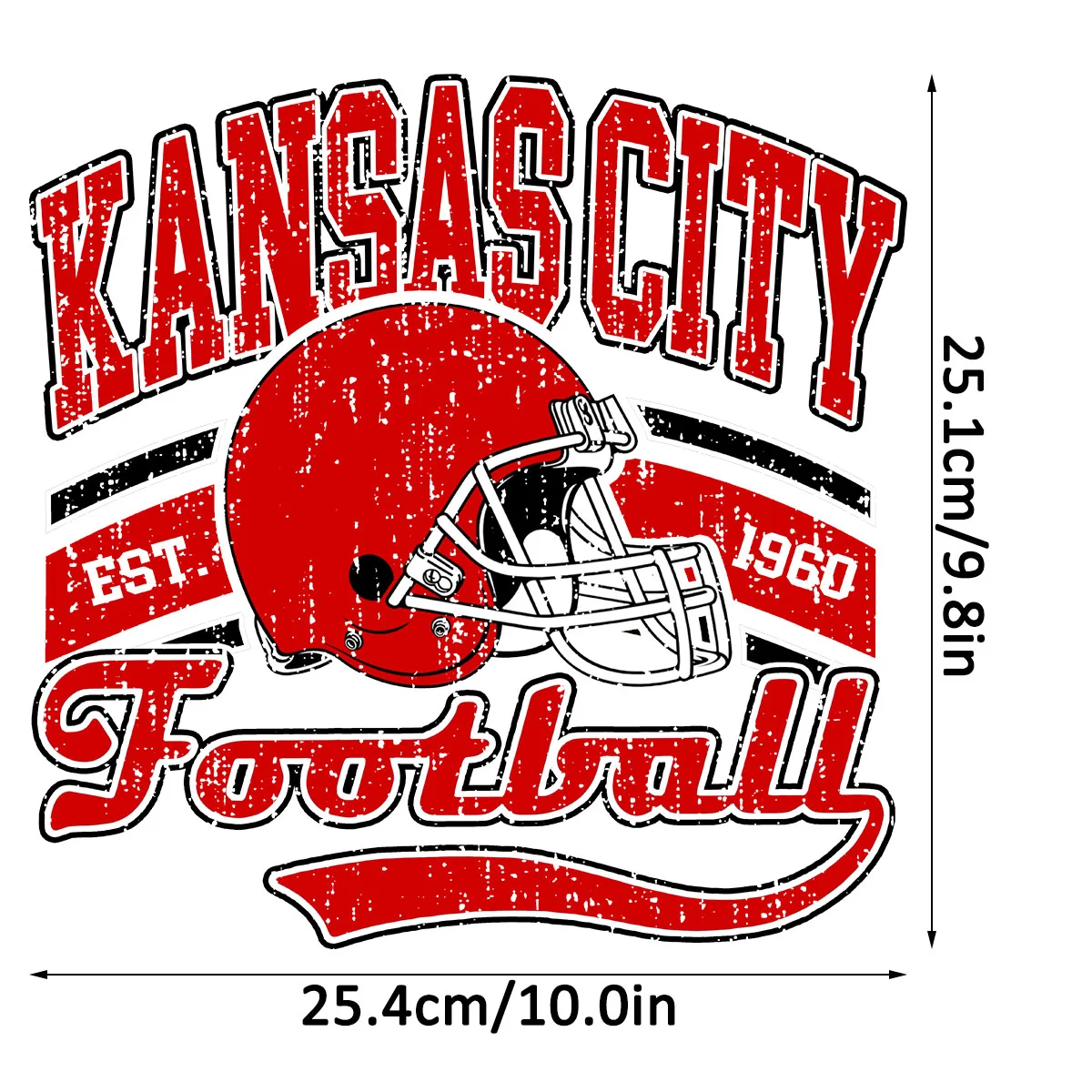 Kansas City Football Letter Team Theme Iron-On Heat Transfer Stickers Decals T-shirts Sweatshirts Bag Clothing Fabric Decor