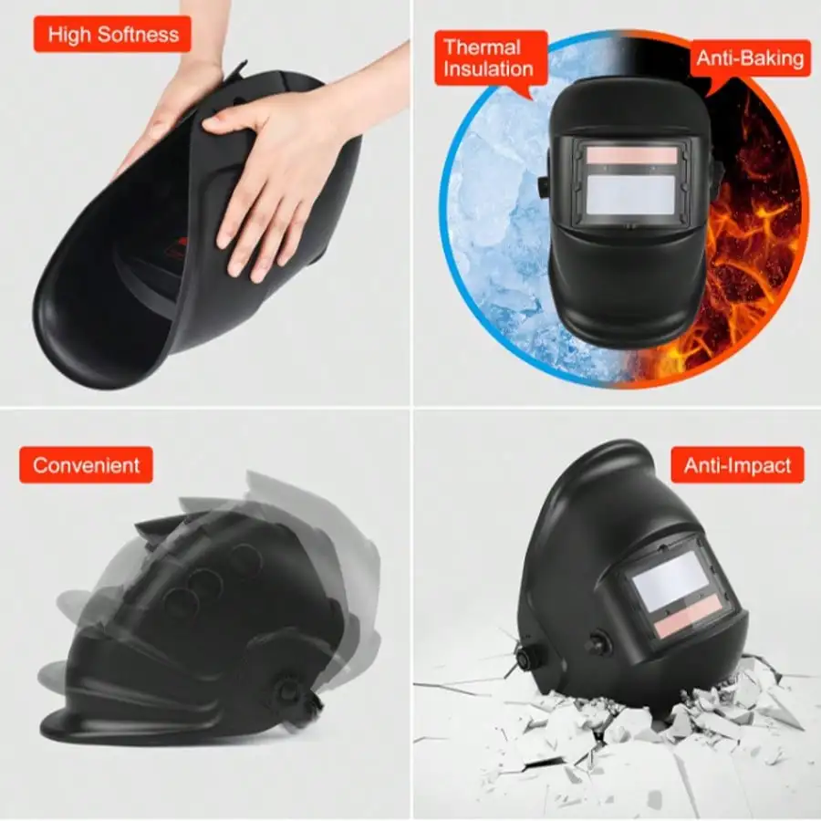 Welding True-Color Helmet Automatic Dimming Cover, Solar Automatic Dimming, Welder's Electric Welding Face Mask, Anti-Strong Light And Anti-Splash (There Is A Fill Light On The Top Of The Head)