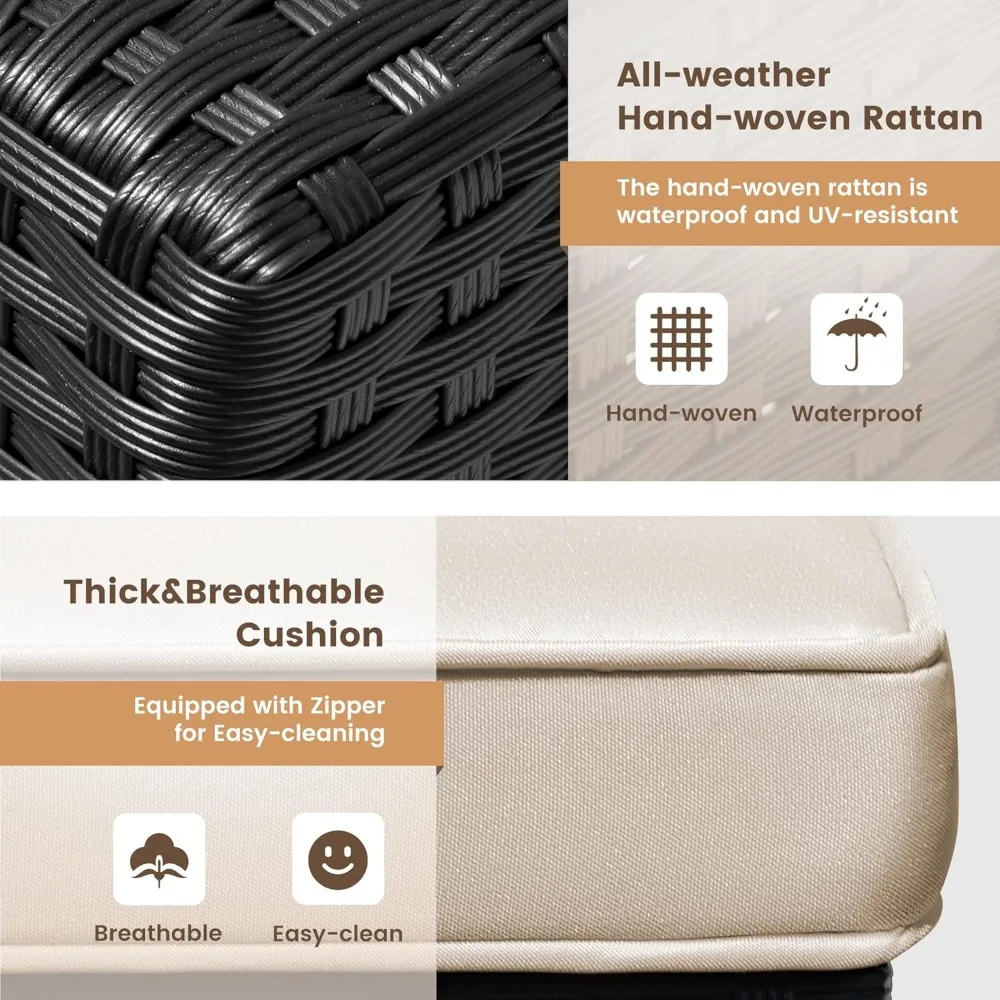 مجموعة محادثة الفناء 4 قطع أثاث خارجي مجموعات PE الخوص الروطان أريكة الفناء الاقسام قابل للتعديل جميع الأحوال الجوية مع C #3