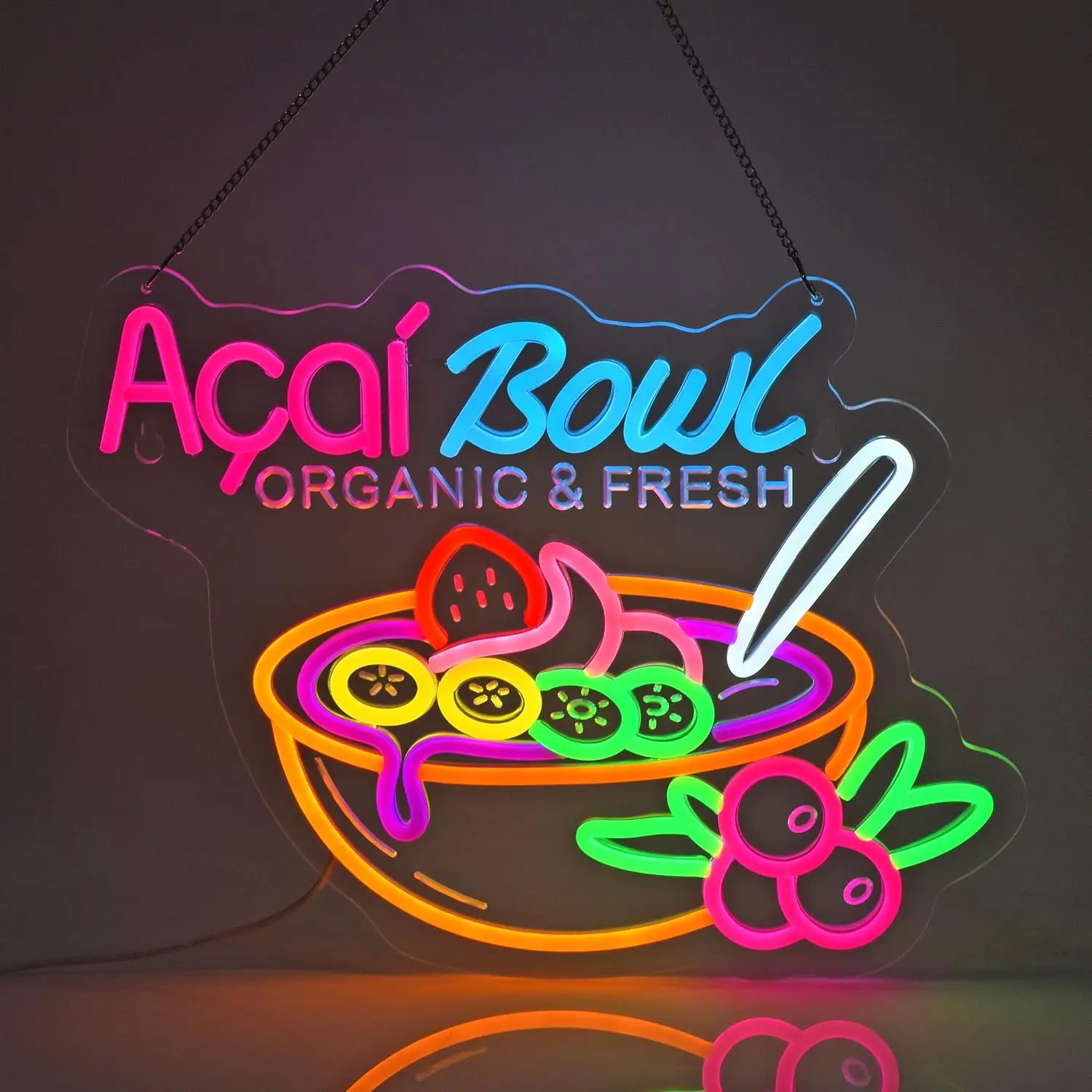 

Чаша Açai, неоновая вывеска с регулируемой яркостью, оконные светильники для сока, бара, ресторана, кафе, магазина, рынок, декор еды, электронное искусство, настенные рисунки, подарки