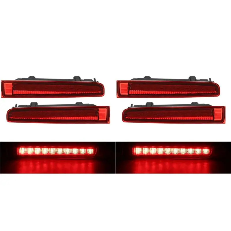 4Pcs Car Third High Brake Light Barn Door Rear Brake Light High Mount Stop Lamp For-Vw T5 T6 Red
