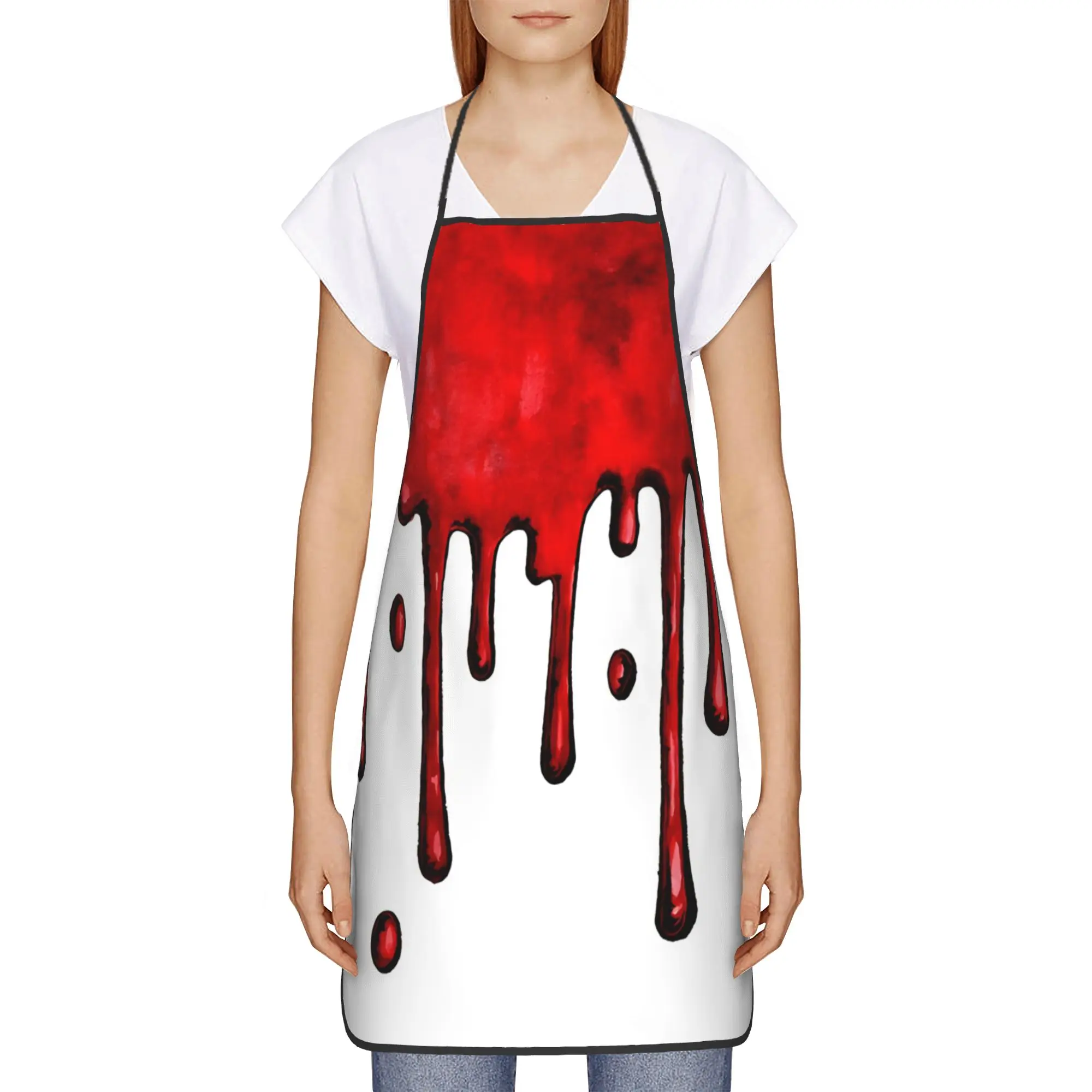 Bleeding  Blood Drip Apron  Home Barber Kitchen Accessories Cute Cleaning Aprons without Pocket