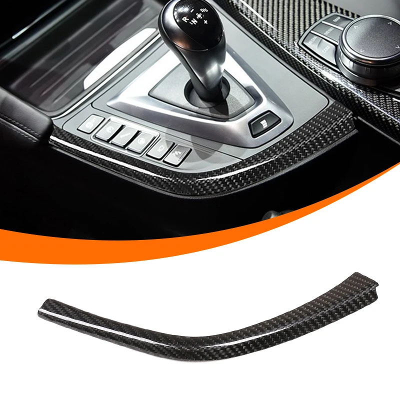For BMW F80 F82 F83 M3 M4 2014-2018 Real Carbon Fiber Car Gear Shift Side L Shape Strips Panel Trim Interior Accessories L/RHD