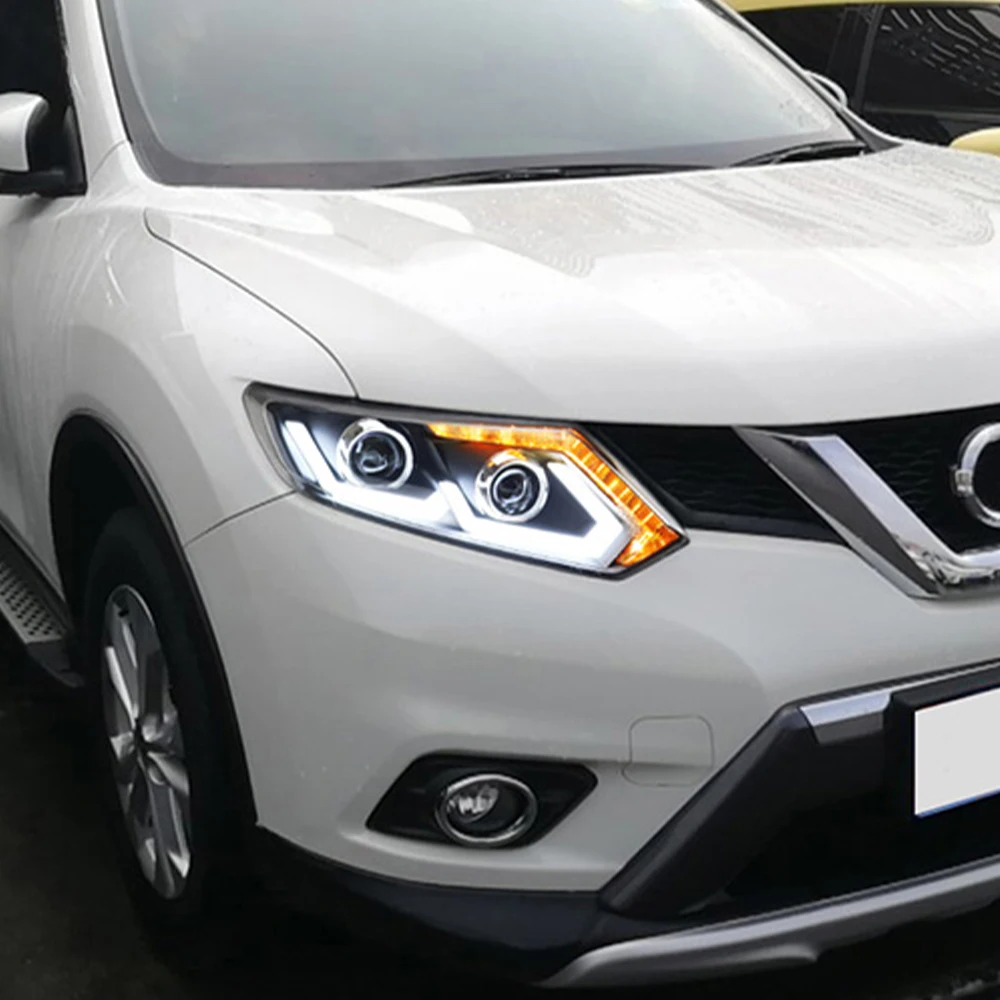 

For Nissan X-Trail 2014-2016 Car Front Lamps Auto Headlights Assembly Upgrade LED Double U Projector 2 Lens Tool Accessories