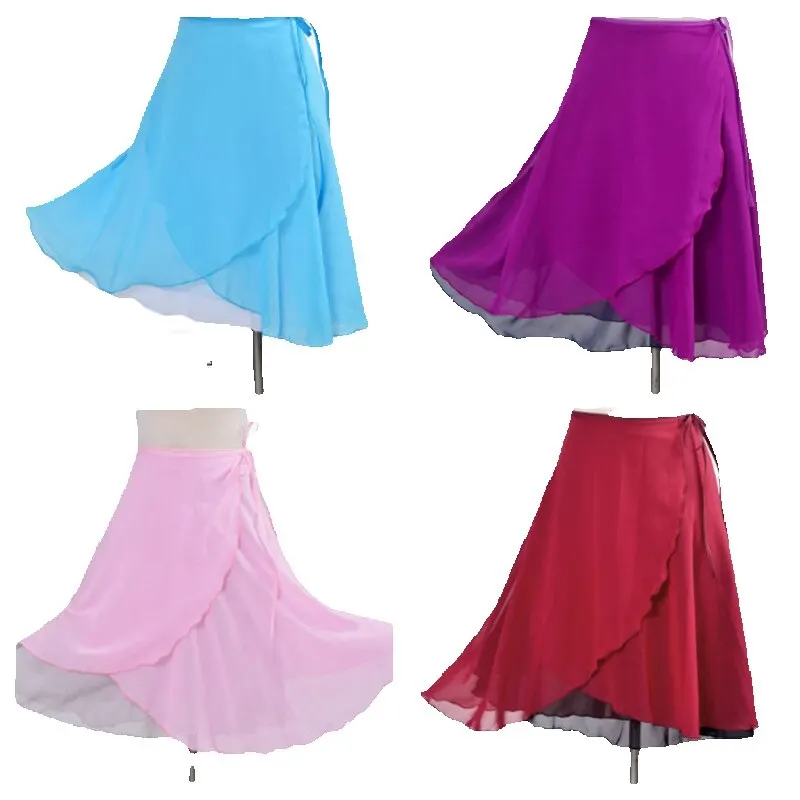 Lange Ballet Dans Rok Volwassen Kinderen Chiffon Dubbele Kleur Bloemenprint Praktijk Turnpakje Tutu Ballerina Vrouwen Ballet Jurk - afbeelding 2