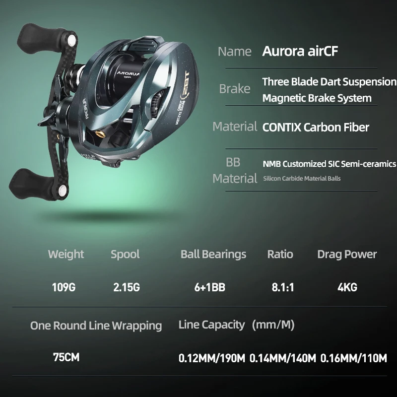 HISTAR Aurora airCF カーボン BFS ベイトキャスティングリール NMB