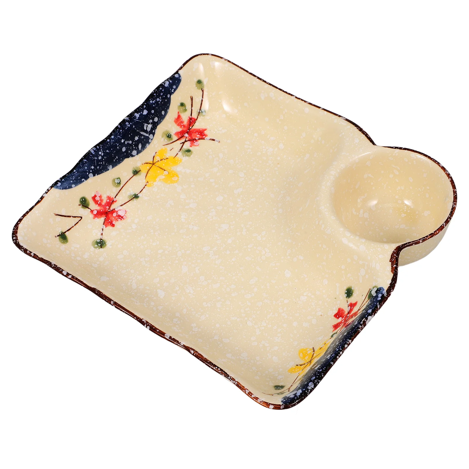 

Serving Plate Ceramic Dumpling Dish Simple Color Style Multipurpose Kitchen Plate with Sauce Compartment