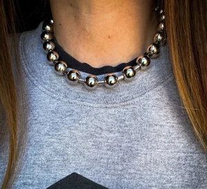 Declaración de grunge Y2K de gran tamaño collar de gargantilla de bola de 10 mm plateado chapado a mano unisex unisex hombres mujeres chunky joyas 12 Mejores collar DND de ventas - №9