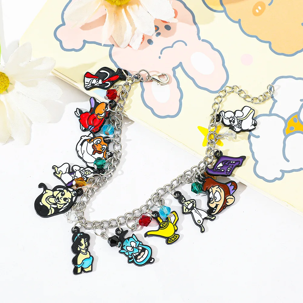 2025 Trendy Aladdin Charm Bracelet Jewelry Disney Jasmine Princess Pendant Chain & Link Women's Bracelet