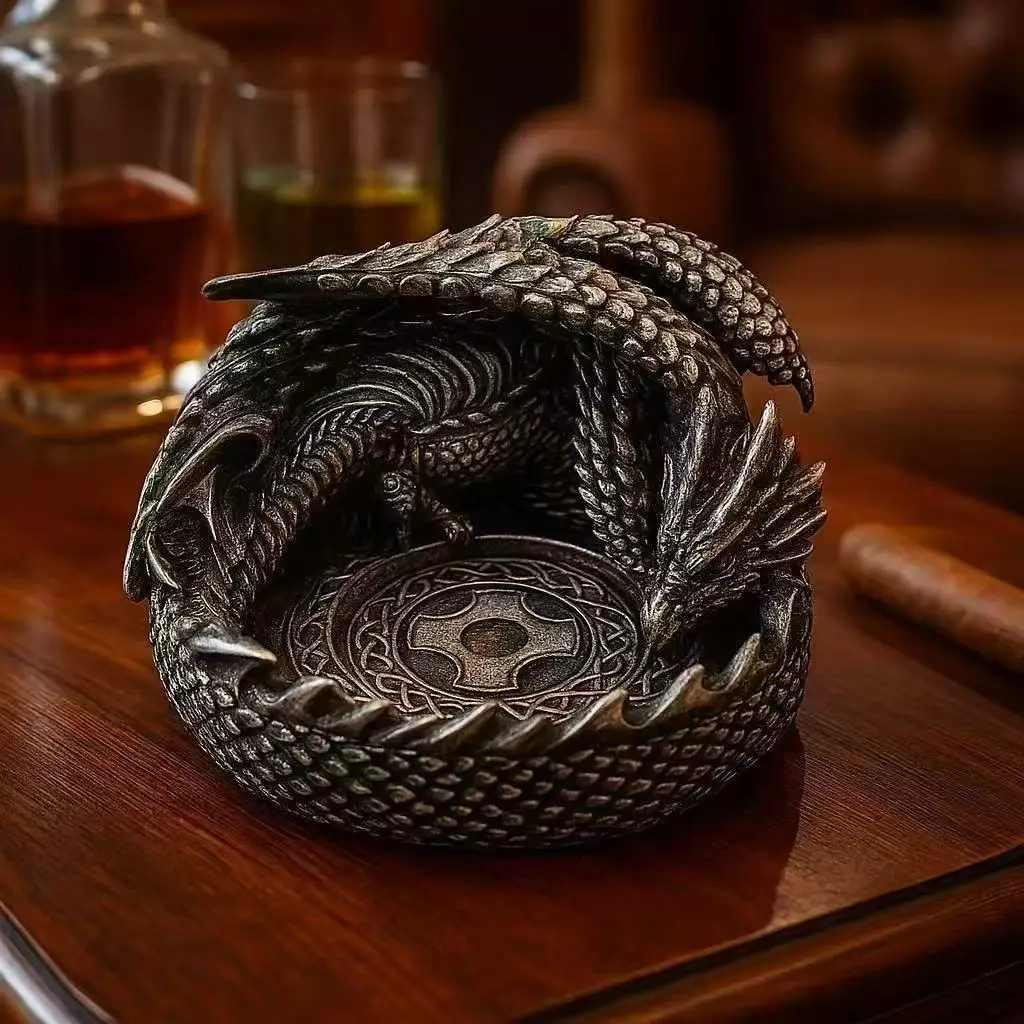 European Dragon Ashtray Ash Tray Creative Cigarette Smoking Accessories Outdoor Ash Plate Home Office Desktop Halloween Decor