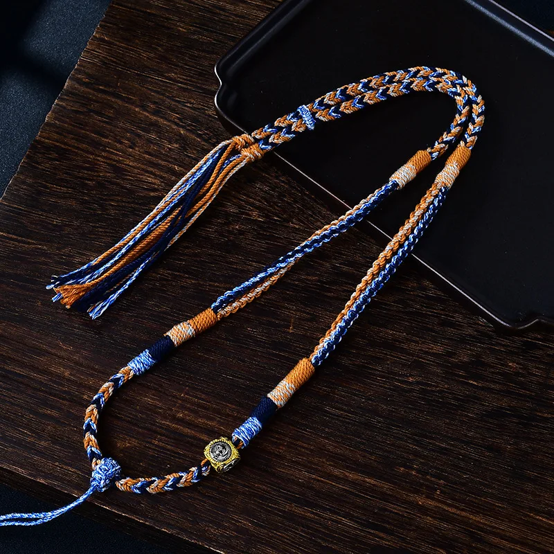 

Hand Woven Tibetan Necklace Men s And Women Hanging Ethnic Style Tangka Buddha Pendant Rope Sweater Chain Lucky Jewelry