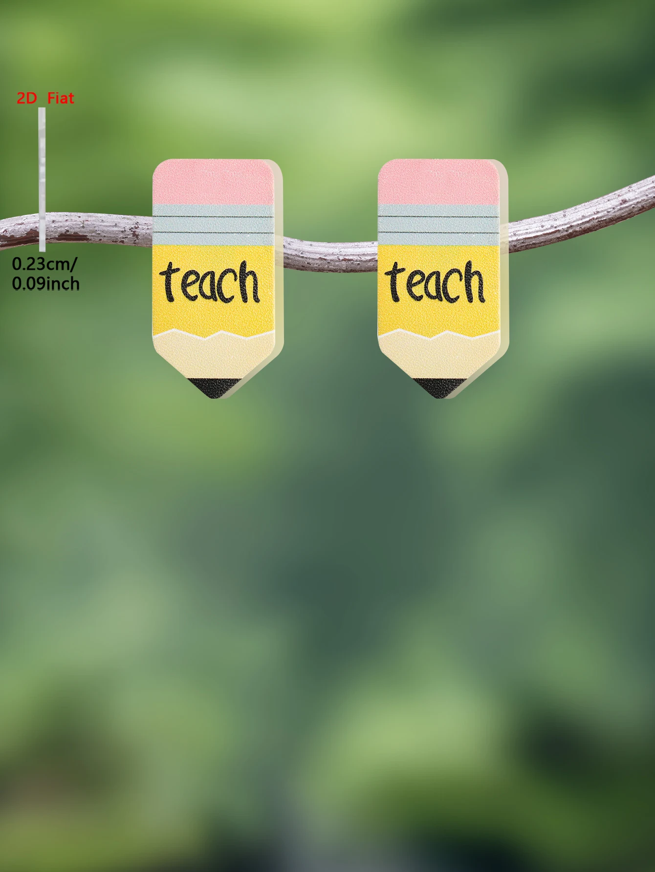 2D Flat-1Pair Pencil-Shaped Patterned Acrylic Earrings, Simple and Classic Style Suitable for Men and Women for Daily Wear, Gift-Giving, and Holiday Wear as Jewelry Accessories