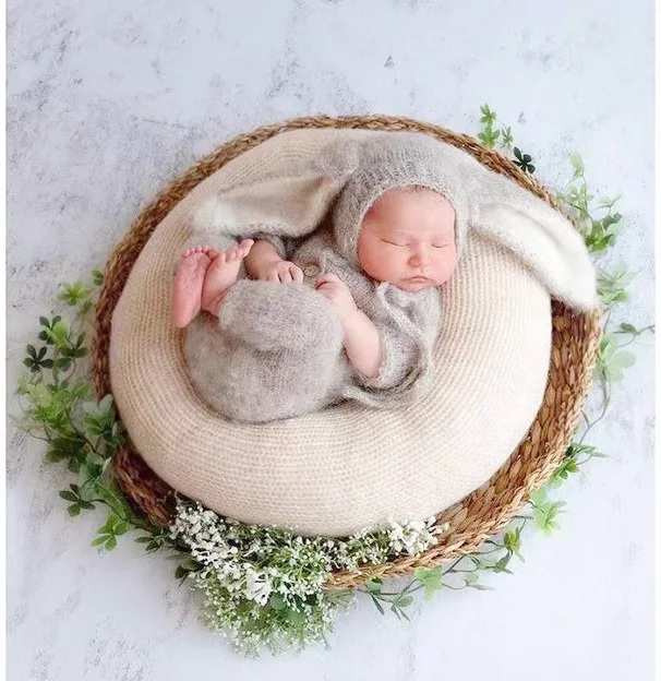 Newborn Photography Outfit Bunny Knitted Wool Baby Hat Jumpers baby photoshoot props  Clothing