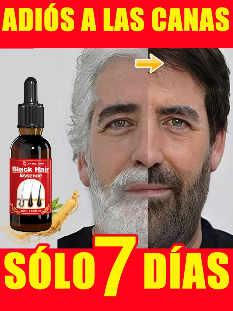 Imagen: Extractos anti-blanqueamiento naturales puros para eliminar las canas y convertirlas en cabello negro desde la raíz.