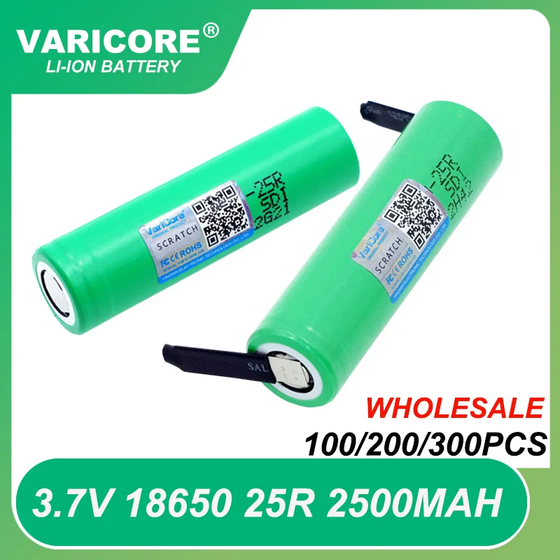 

100% New Brand 18650 2500mAh Rechargeable battery 3.6V INR18650 25R M 20A discharge batteries+DIY Nickel Wholesale