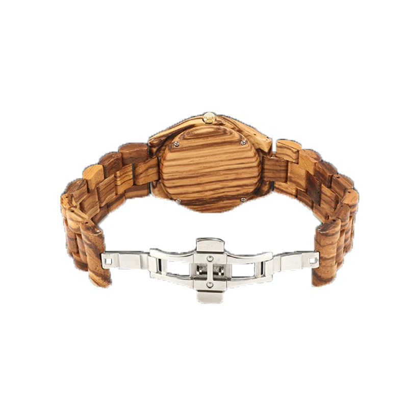 Wooden Quartz Watch Simplicity Dress Three Pointers Wristwatch Wooden Strap Stainless Steel Buckle Casual Watch