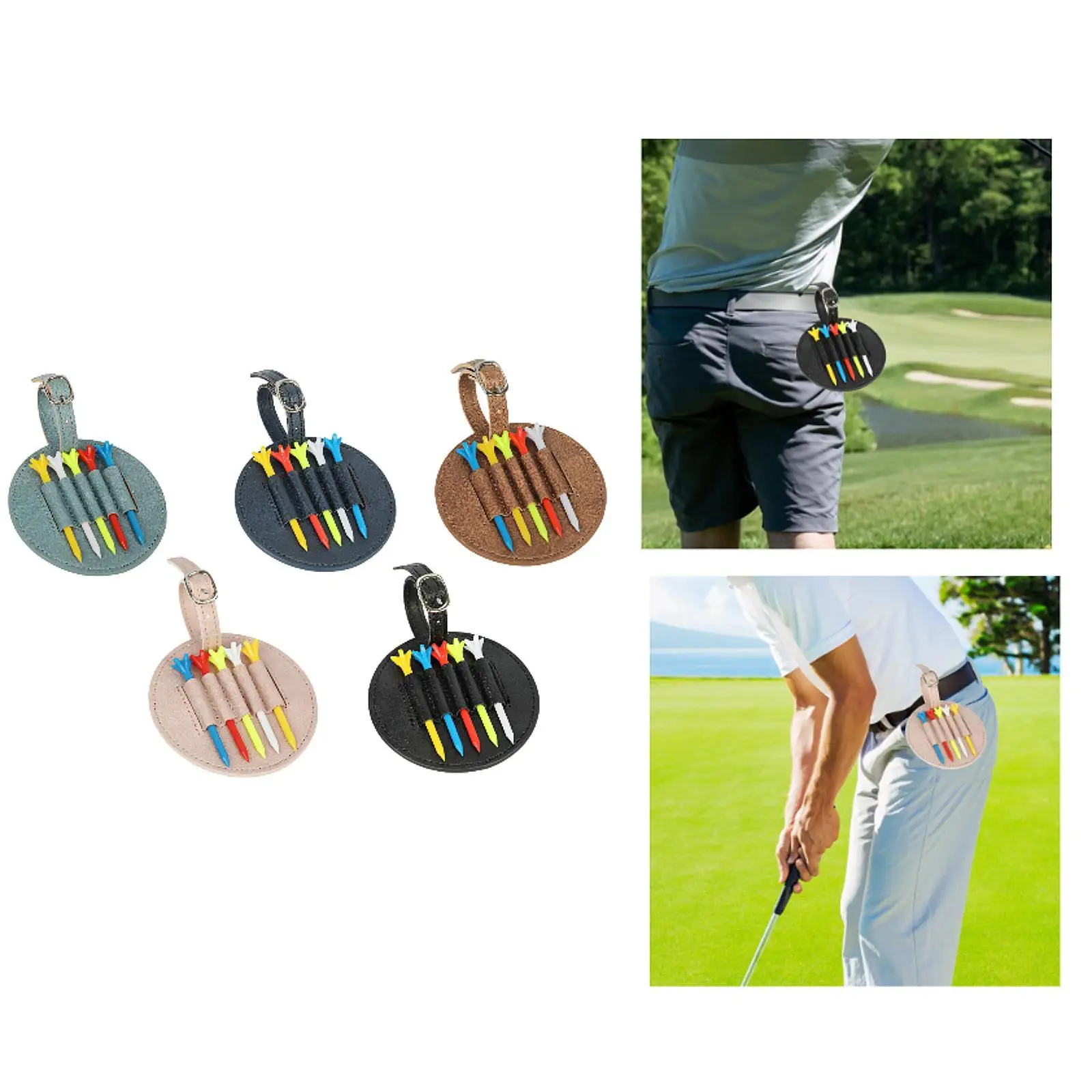 Golf Training Supplies PU Leather Tee Holder Pouch Lightweight Clip on Pocket Storage for Practice